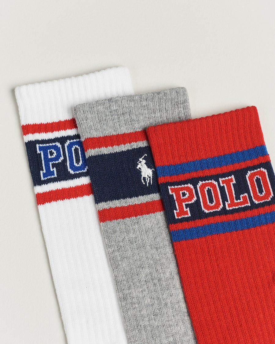 Herre | Undertøj | Polo Ralph Lauren | Varsity 3-Pack Sock Red/Grey/White