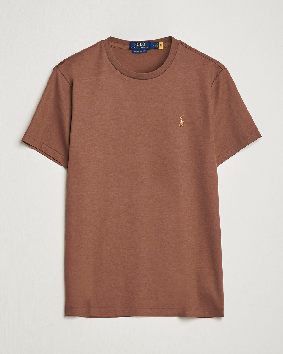 Herre | T-Shirts | Polo Ralph Lauren | Pima Cotton Crew Neck T-Shirt Luggage Brown