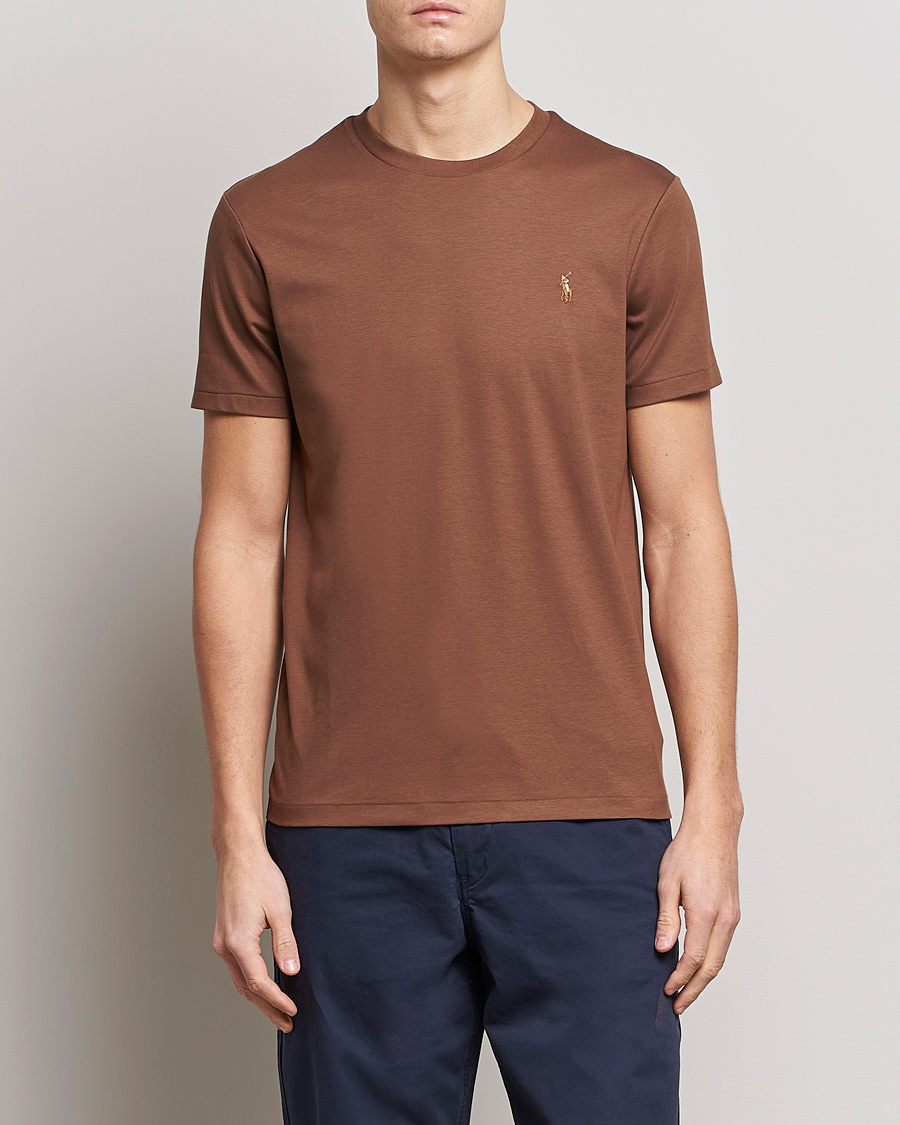 Herre | T-Shirts | Polo Ralph Lauren | Pima Cotton Crew Neck T-Shirt Luggage Brown