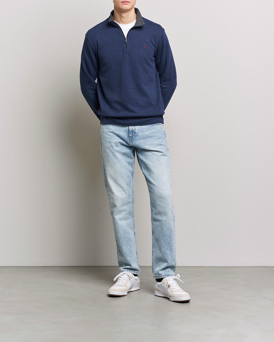 Herre | Trøjer | Polo Ralph Lauren | Double Knit Half-Zip Sweater Spring Navy Heather
