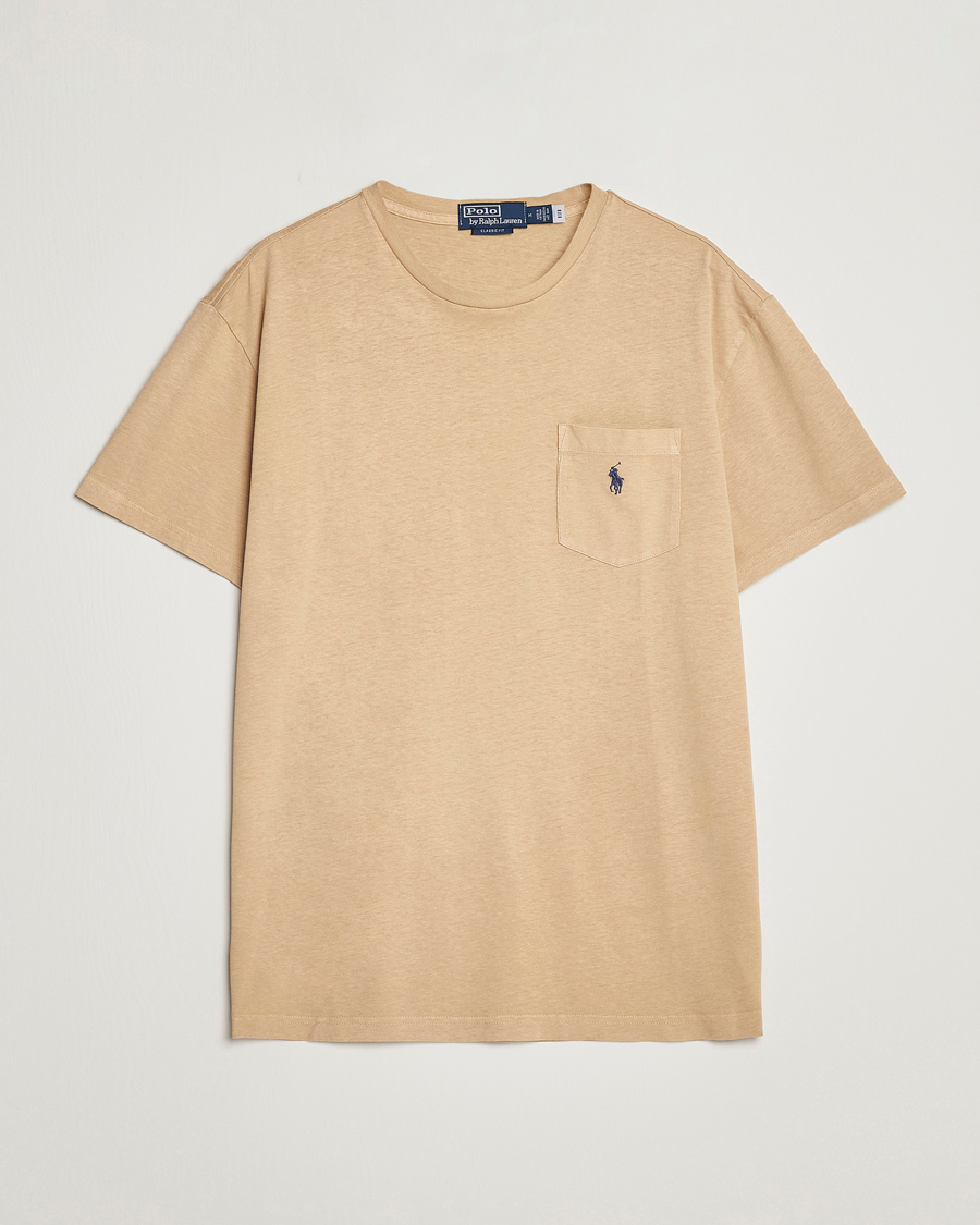 Herre | T-Shirts | Polo Ralph Lauren | Cotton/Linen Crew Neck T-Shirt Vintage Khaki