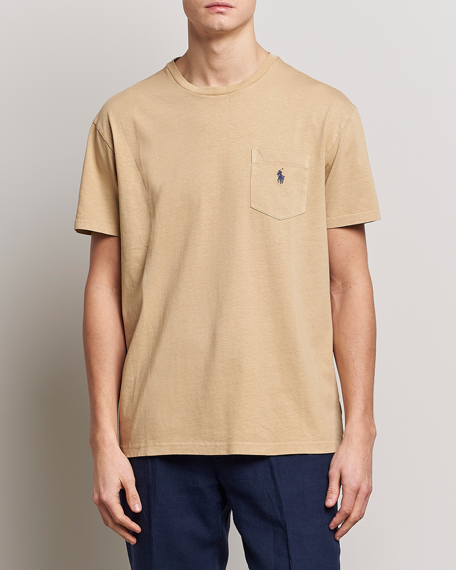 Herre | T-Shirts | Polo Ralph Lauren | Cotton/Linen Crew Neck T-Shirt Vintage Khaki