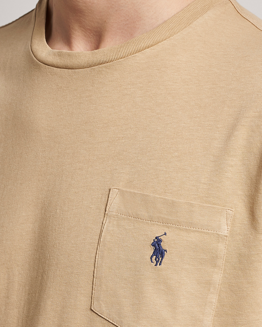 Herre | T-Shirts | Polo Ralph Lauren | Cotton/Linen Crew Neck T-Shirt Vintage Khaki