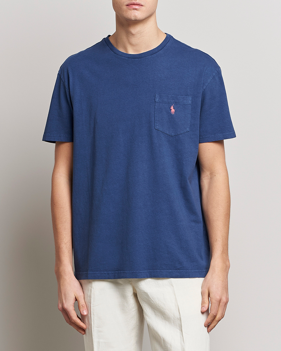 Herre | T-Shirts | Polo Ralph Lauren | Cotton/Linen Crew Neck T-Shirt Light Navy