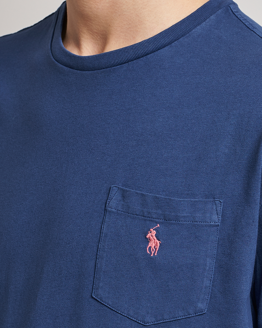 Herre | T-Shirts | Polo Ralph Lauren | Cotton/Linen Crew Neck T-Shirt Light Navy