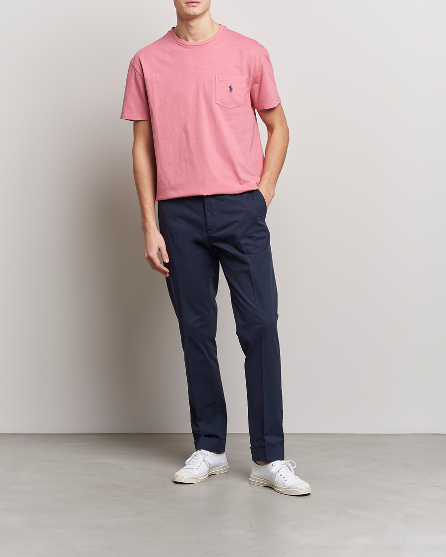 Herre | T-Shirts | Polo Ralph Lauren | Cotton/Linen Crew Neck T-Shirt Desert Rose