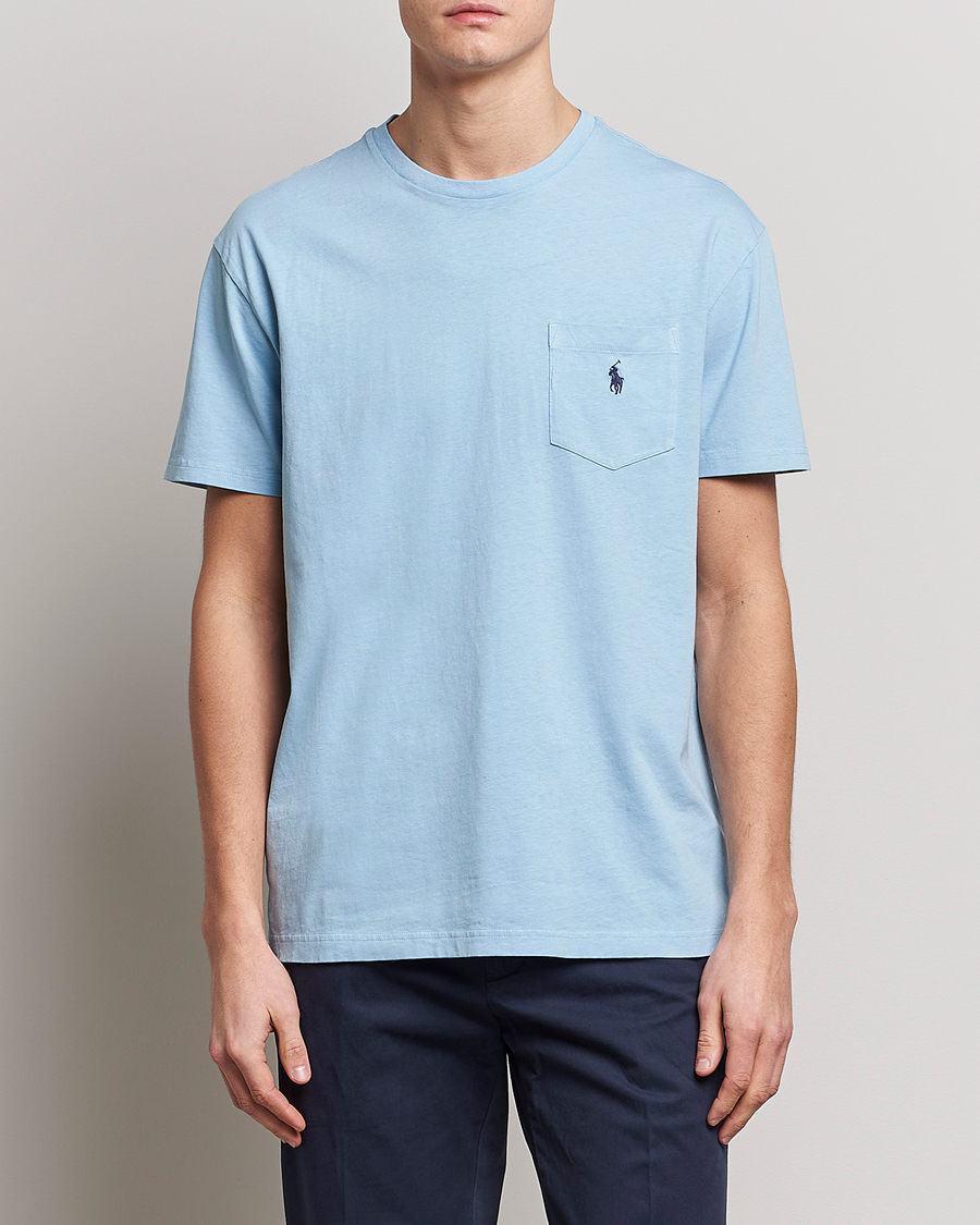 Herre | T-Shirts | Polo Ralph Lauren | Cotton/Linen Crew Neck T-Shirt Powder Blue