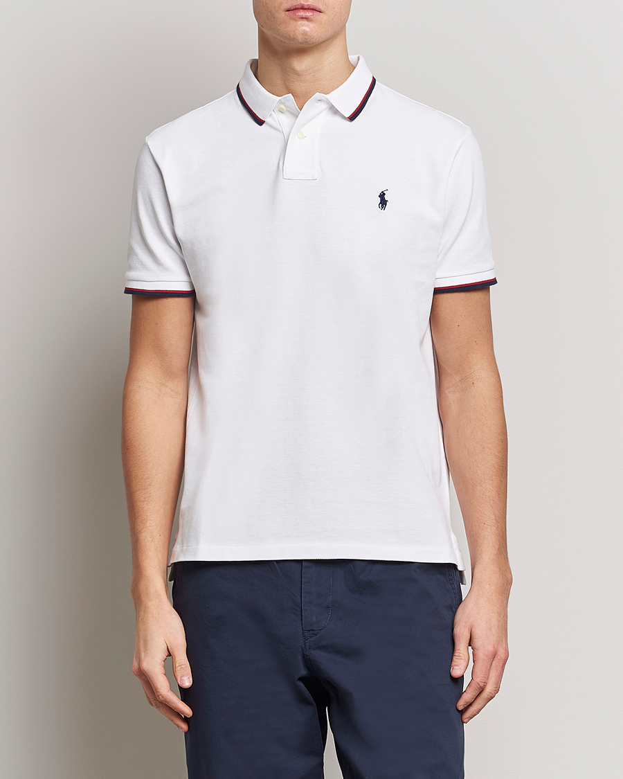 Herre | Kortærmede polotrøjer | Polo Ralph Lauren | Custom Slim Fit Tipped Polo White