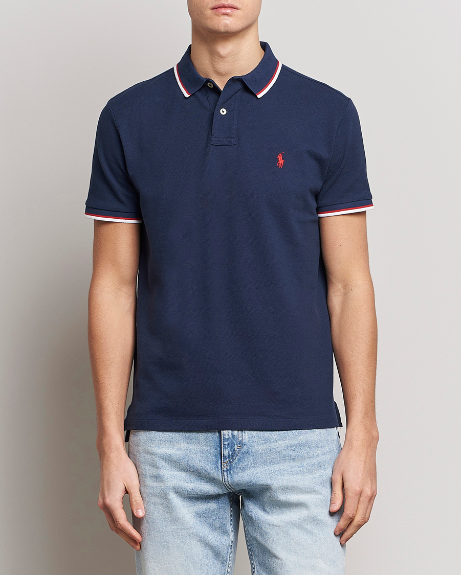 Herre | Kortærmede polotrøjer | Polo Ralph Lauren | Custom Slim Fit Tipped Polo Newport Navy