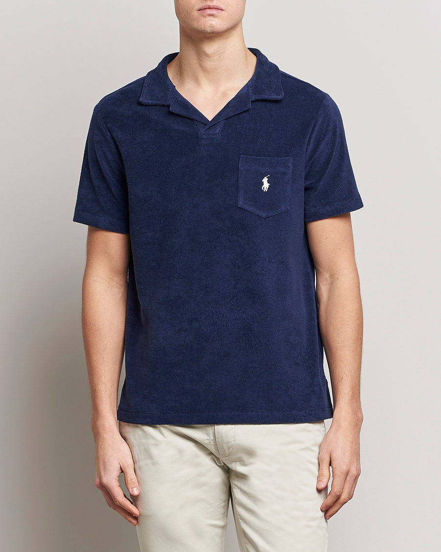 Herre | Nye produktbilleder | Polo Ralph Lauren | Cotton Terry Open Collar Polo Newport Navy