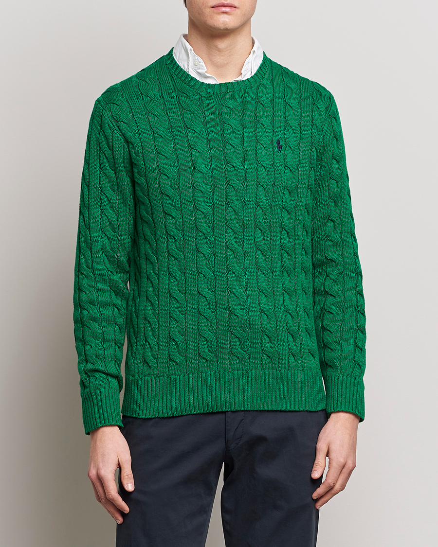 Herre | Trøjer | Polo Ralph Lauren | Cotton Cable Pullover Athletic Green