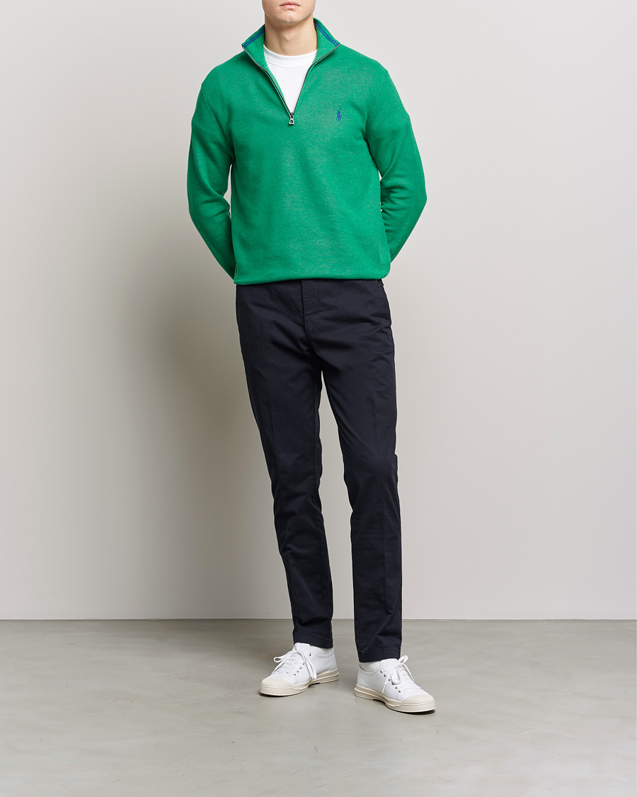 Herre | Trøjer | Polo Ralph Lauren | Textured Half-Zip Optic Green Heather