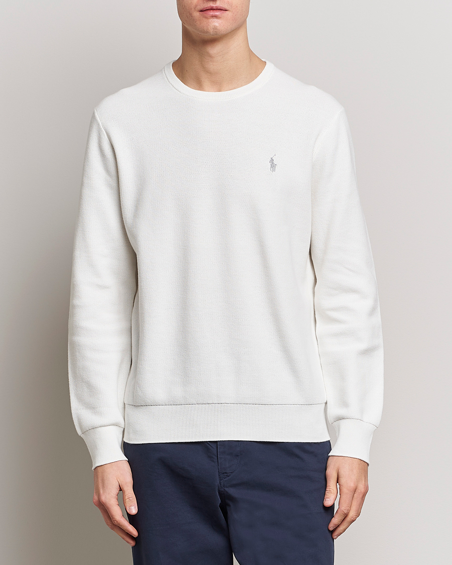 Herre | Trøjer | Polo Ralph Lauren | Textured Crew Neck Sweater Deckwash White