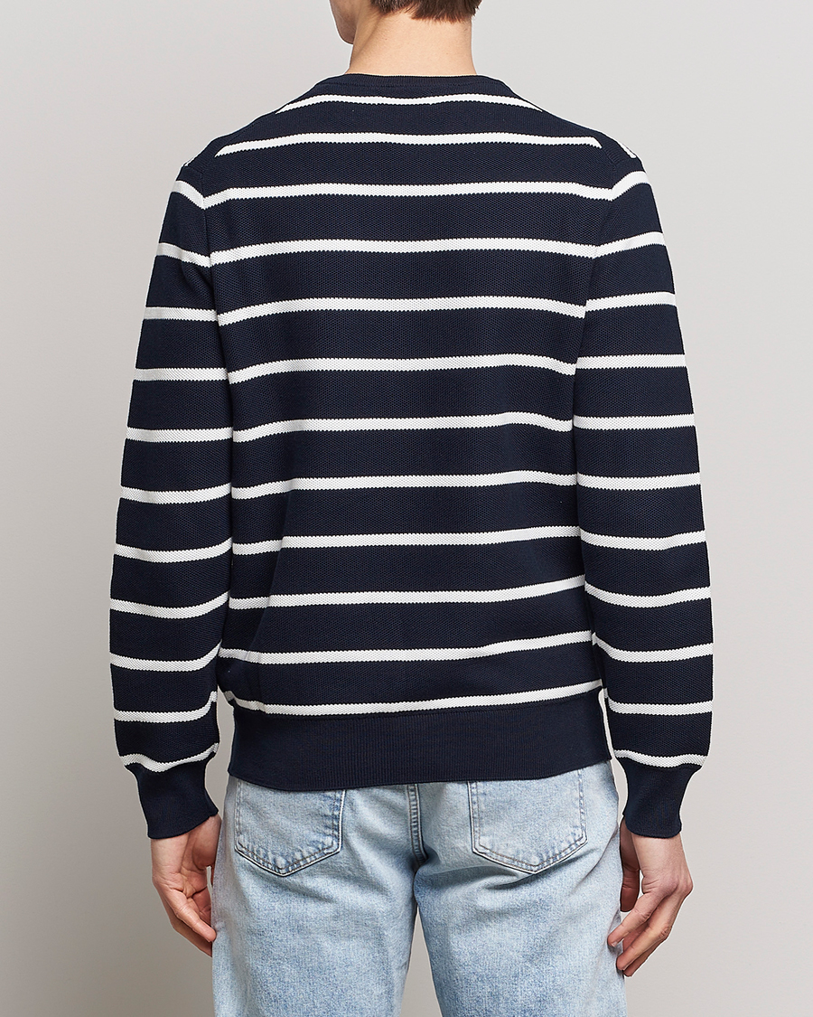 Herre | Trøjer | Polo Ralph Lauren | Textured Striped Crew Neck Sweater Navy/White