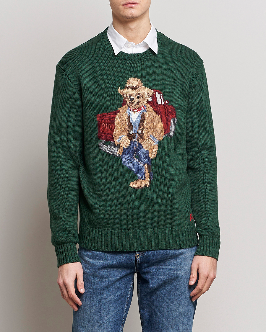 Herre | Strikkede trøjer | Polo Ralph Lauren | Knitted Crew Neck Bear Sweater New Forest Heather