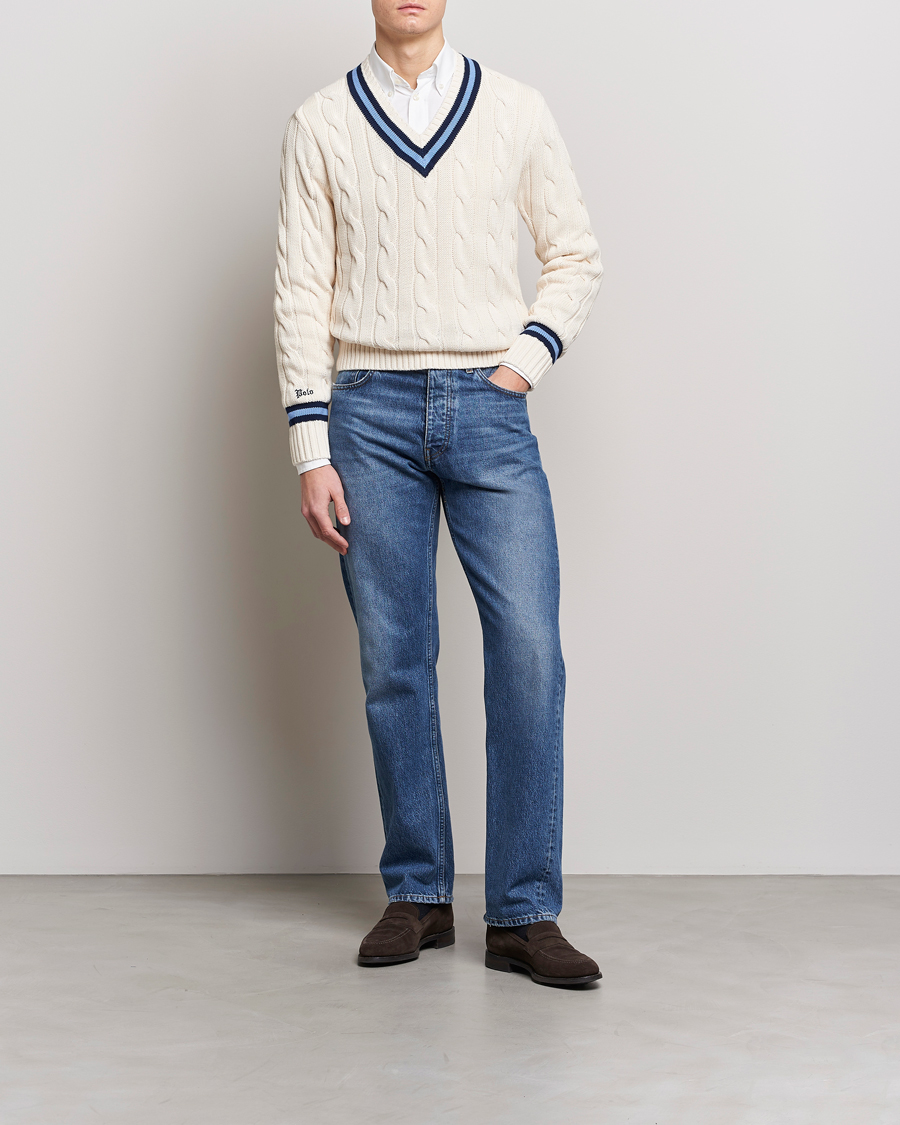 Herre | Trøjer | Polo Ralph Lauren | Cricket Sweater Cream/Navy Stripe