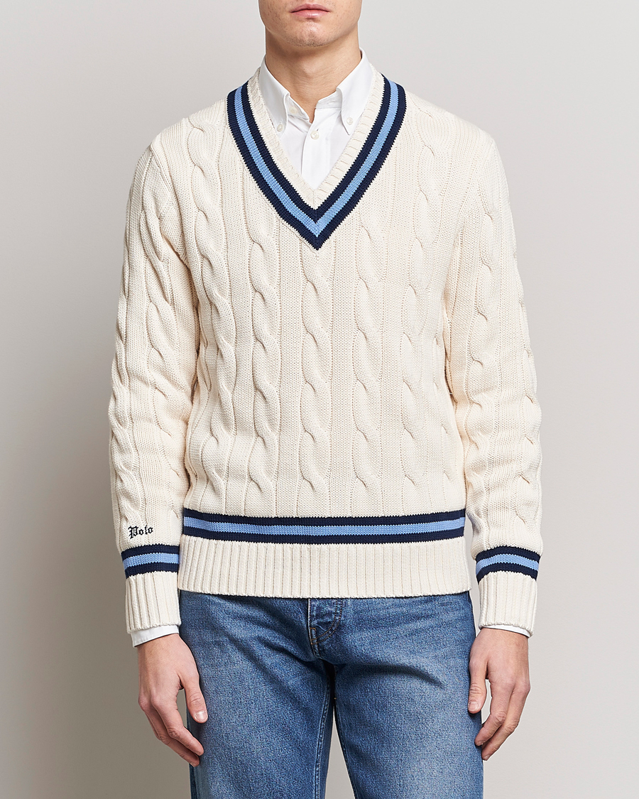 Herre | Trøjer | Polo Ralph Lauren | Cricket Sweater Cream/Navy Stripe