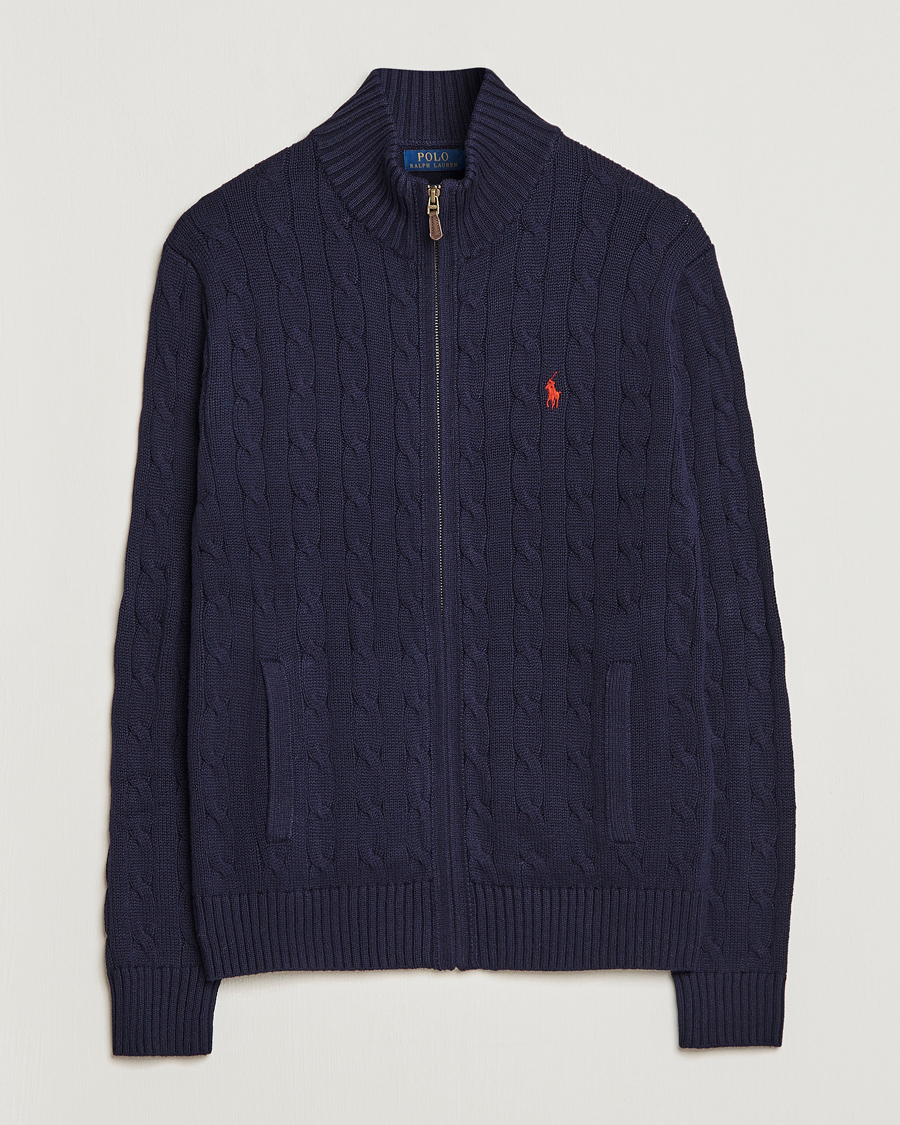 Herre | Trøjer | Polo Ralph Lauren | Cable Knitted Full-Zip Hunter Navy