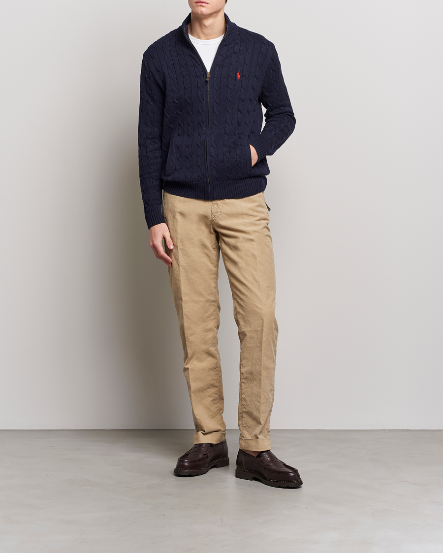 Herre | Trøjer | Polo Ralph Lauren | Cable Knitted Full-Zip Hunter Navy