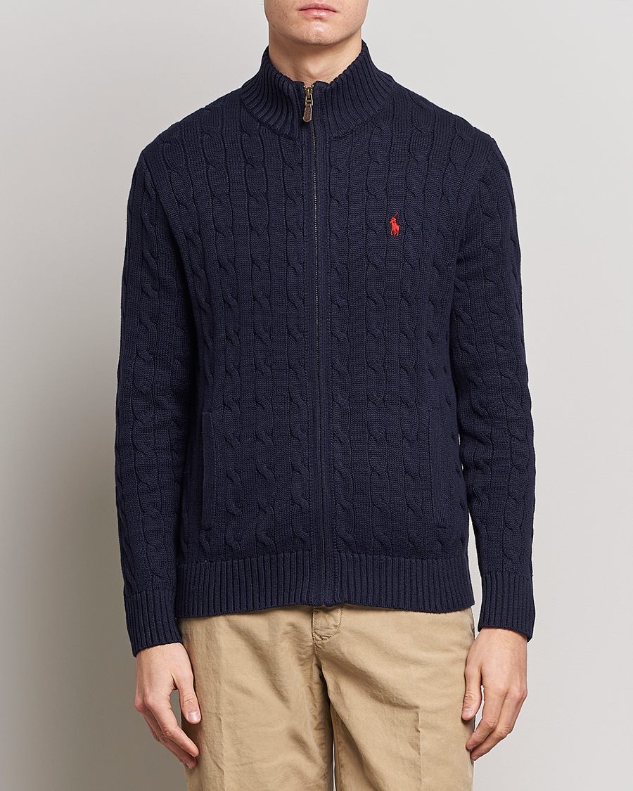 Herre | Trøjer | Polo Ralph Lauren | Cable Knitted Full-Zip Hunter Navy