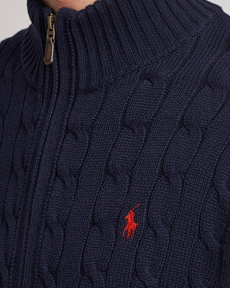 Herre | Trøjer | Polo Ralph Lauren | Cable Knitted Full-Zip Hunter Navy