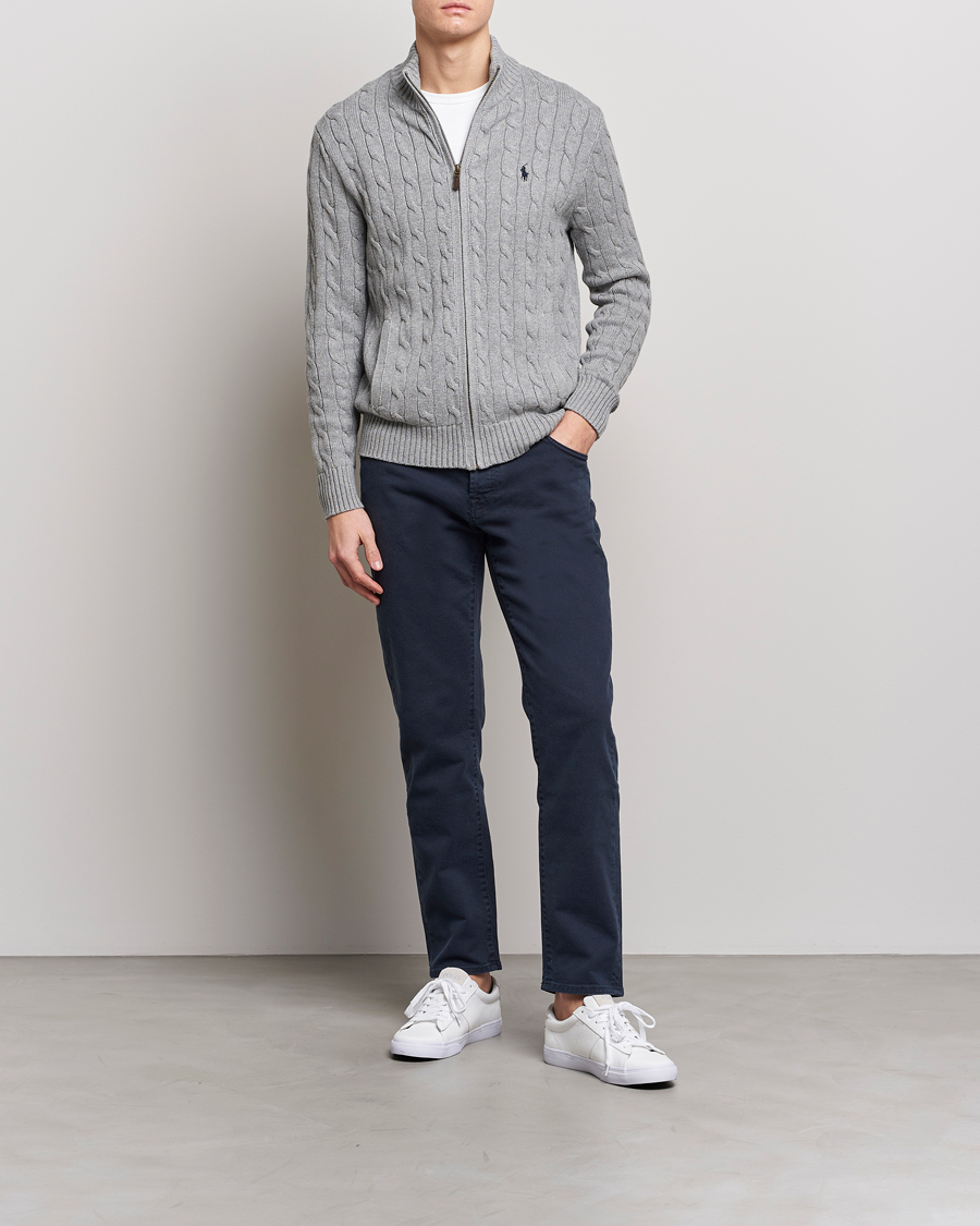 Herre | Trøjer | Polo Ralph Lauren | Cotton Cable Full Zip Fawn Grey Heather