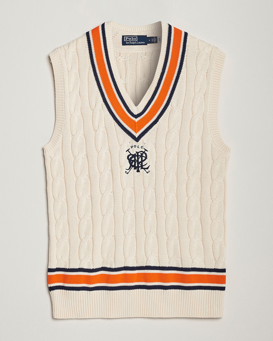 Herre | Trøjer | Polo Ralph Lauren | Cricket V-Neck Knitted Vest Cream Multi