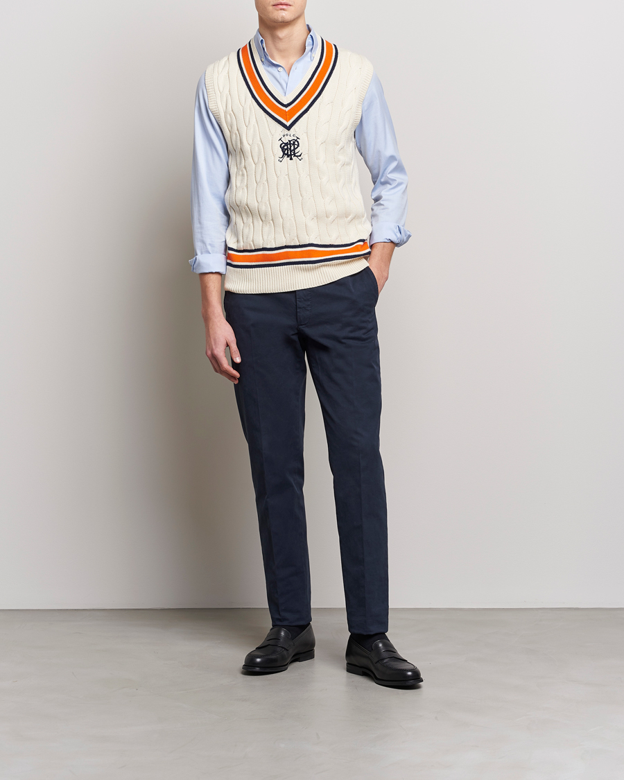 Herre | Trøjer | Polo Ralph Lauren | Cricket V-Neck Knitted Vest Cream Multi