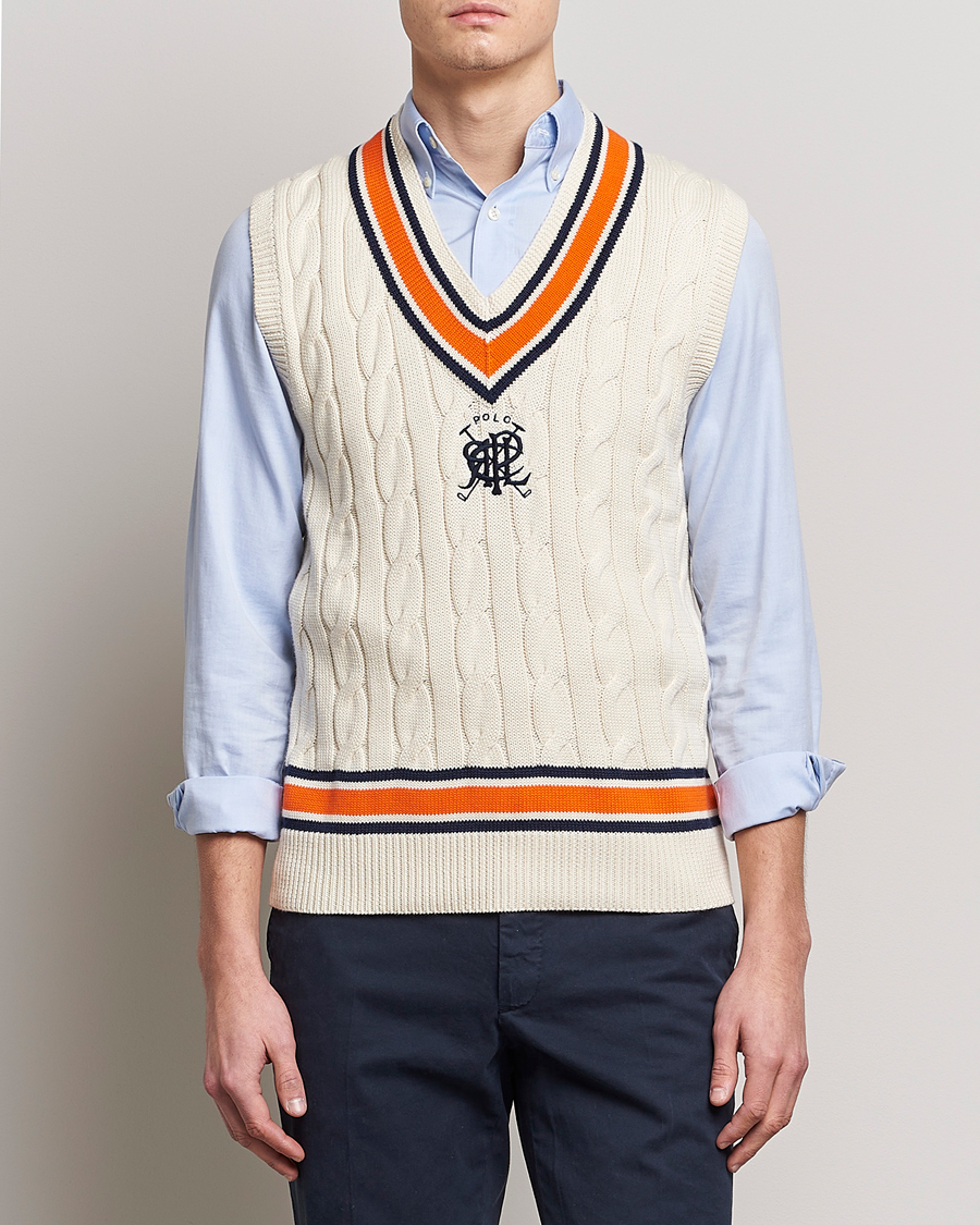 Herre | Slipovers | Polo Ralph Lauren | Cricket V-Neck Knitted Vest Cream Multi