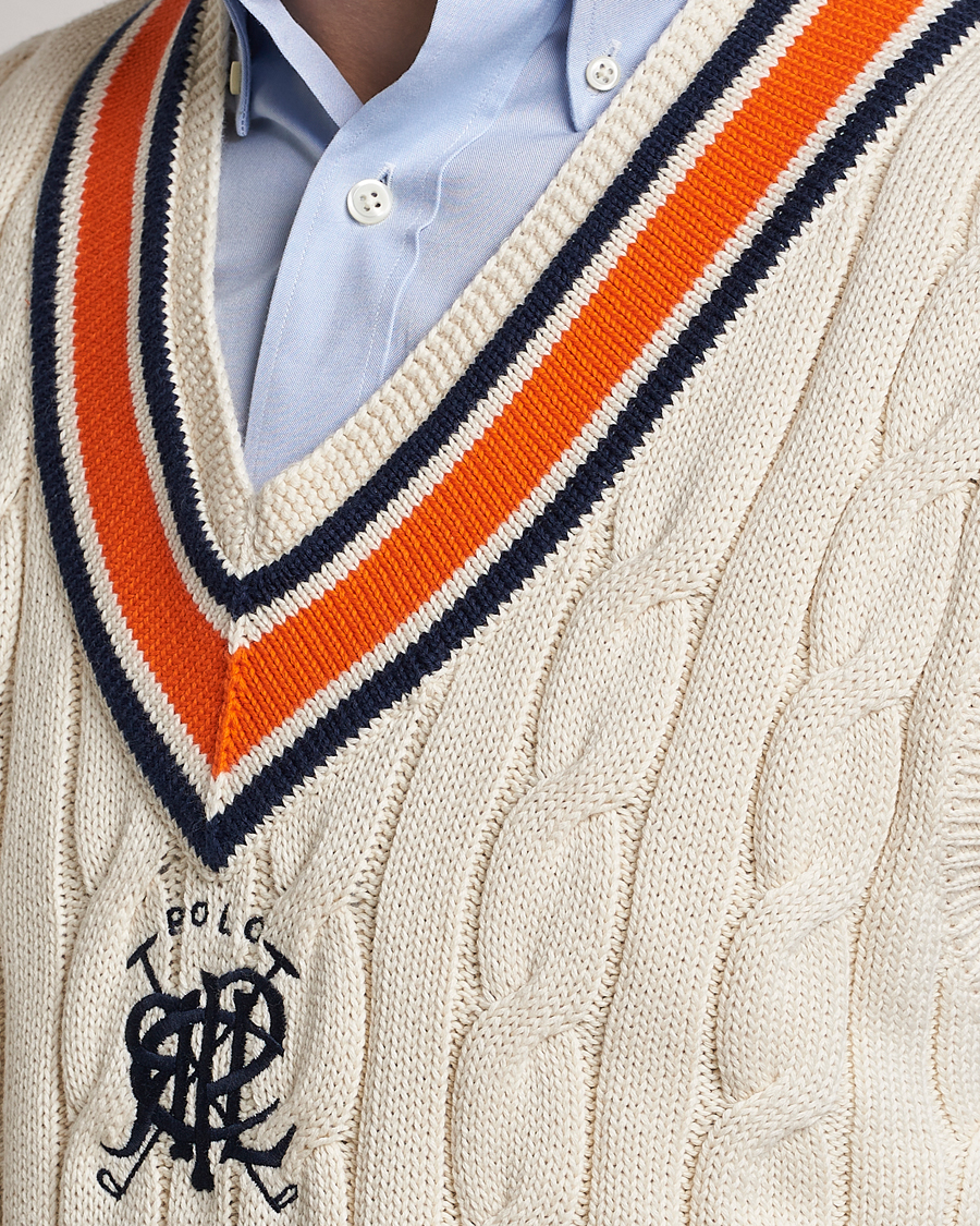 Herre | Trøjer | Polo Ralph Lauren | Cricket V-Neck Knitted Vest Cream Multi
