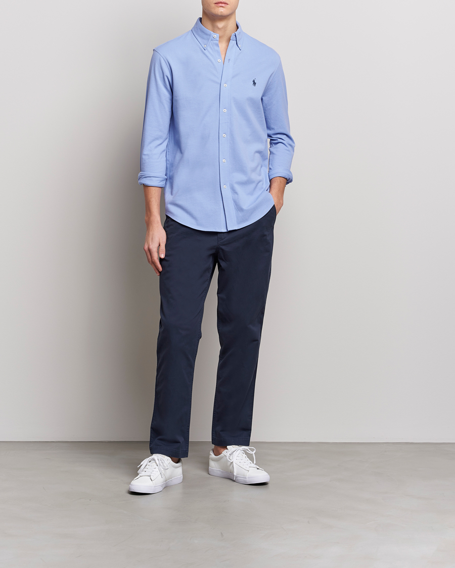 Herre | Skjorter | Polo Ralph Lauren | Slim Fit Featherweight Mesh Shirt Lafayette Blue