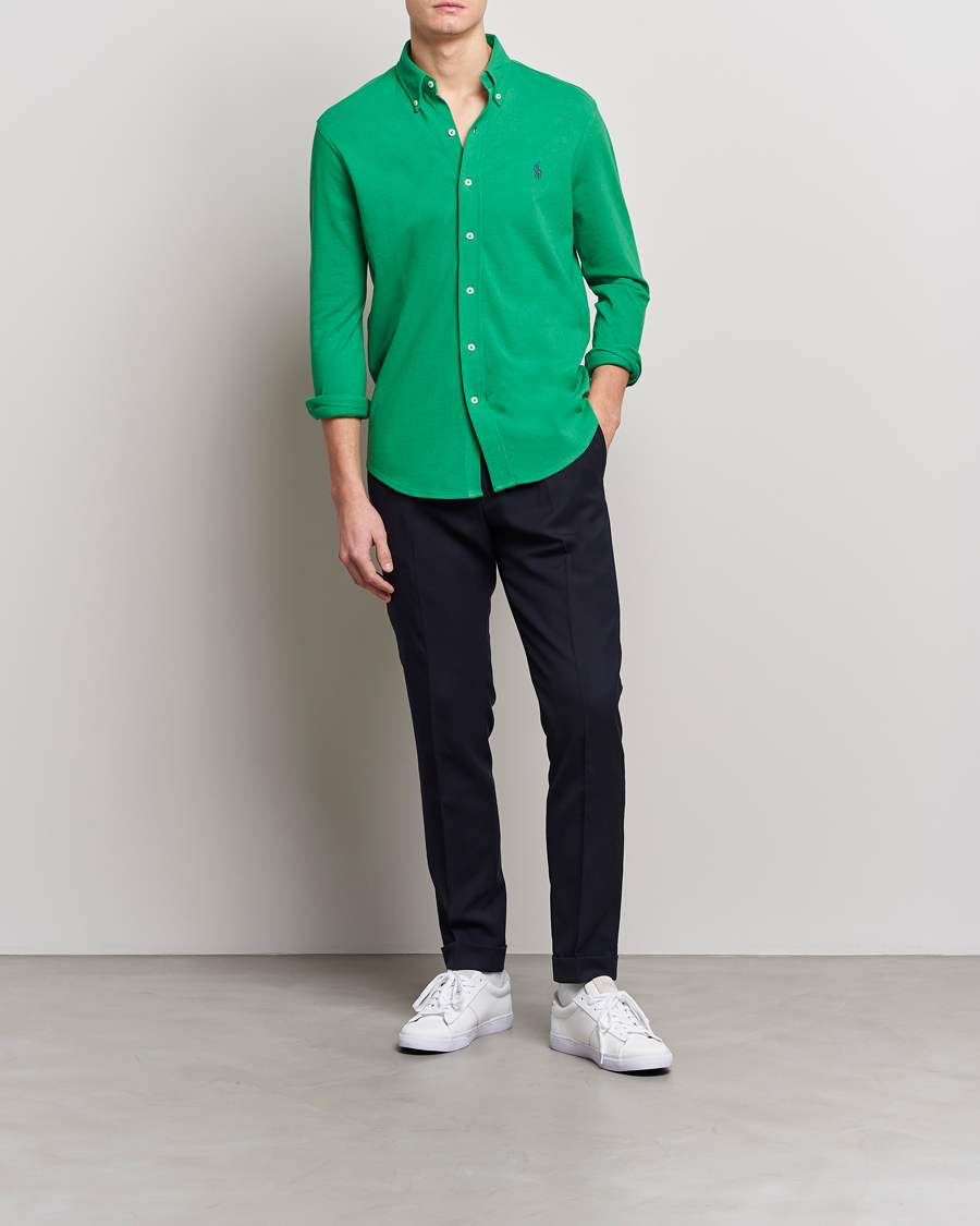 Herre | Skjorter | Polo Ralph Lauren | Featherweight Mesh Shirt Optic Green