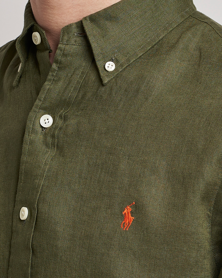 Herre | Skjorter | Polo Ralph Lauren | Custom Fit Linen Button Down Dark Sage