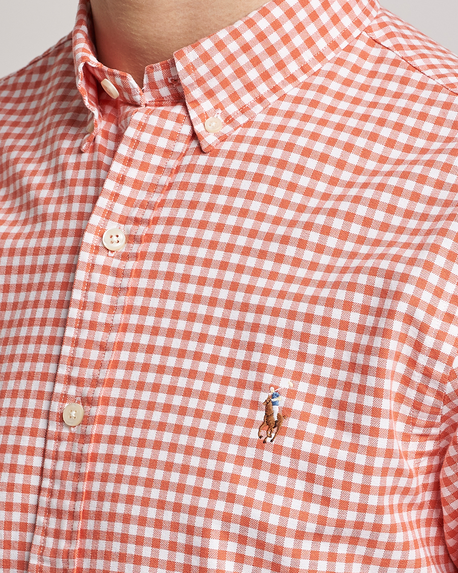 Herre | Skjorter | Polo Ralph Lauren | Slim Fit Oxford Checked Shirt Orange/White
