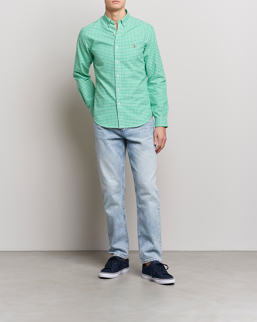 Herre | Skjorter | Polo Ralph Lauren | Slim Fit Oxford Checked Shirt Emerald/White
