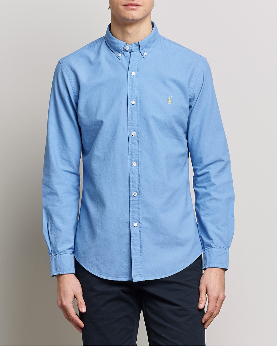 Herre | Polo Ralph Lauren | Polo Ralph Lauren | Slim Fit Garment Dyed Oxford Shirt Blue