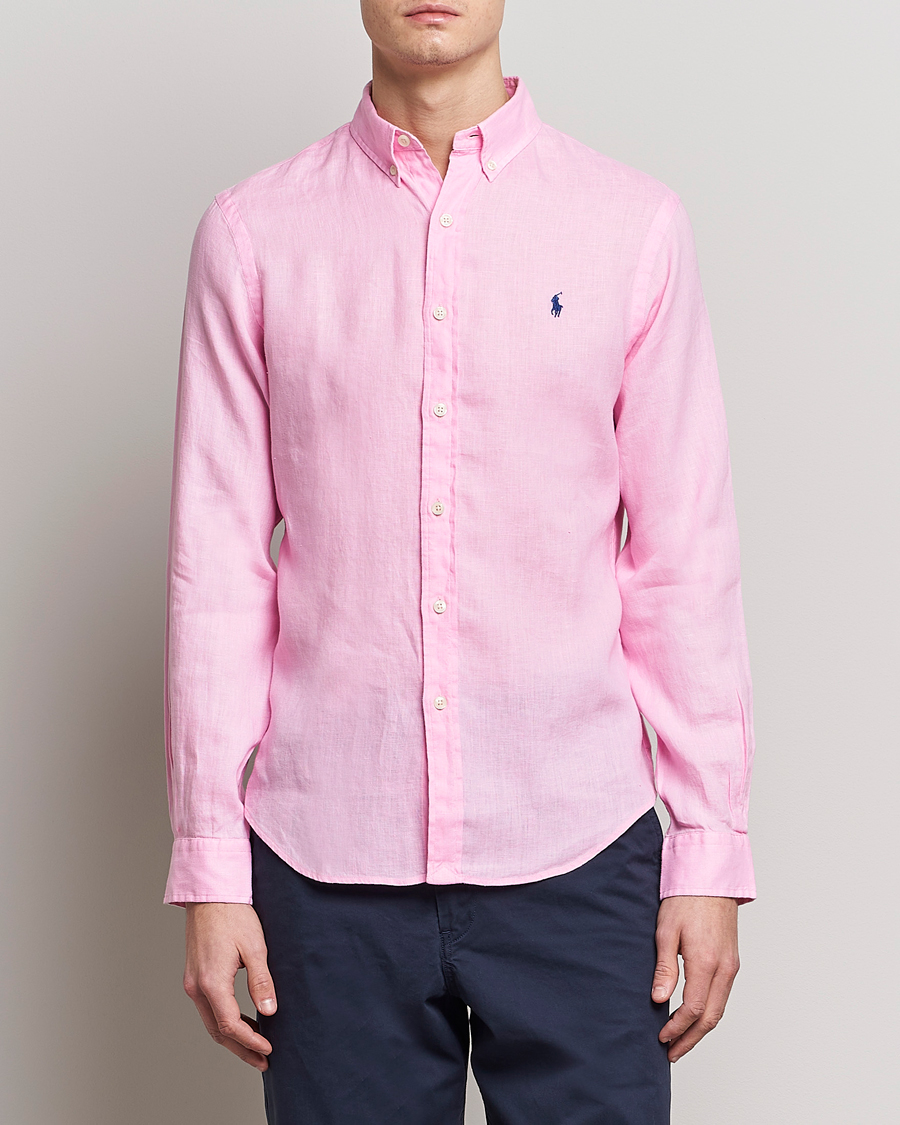 Herre | The linen lifestyle | Polo Ralph Lauren | Slim Fit Linen Button Down Shirt Carmel Pink