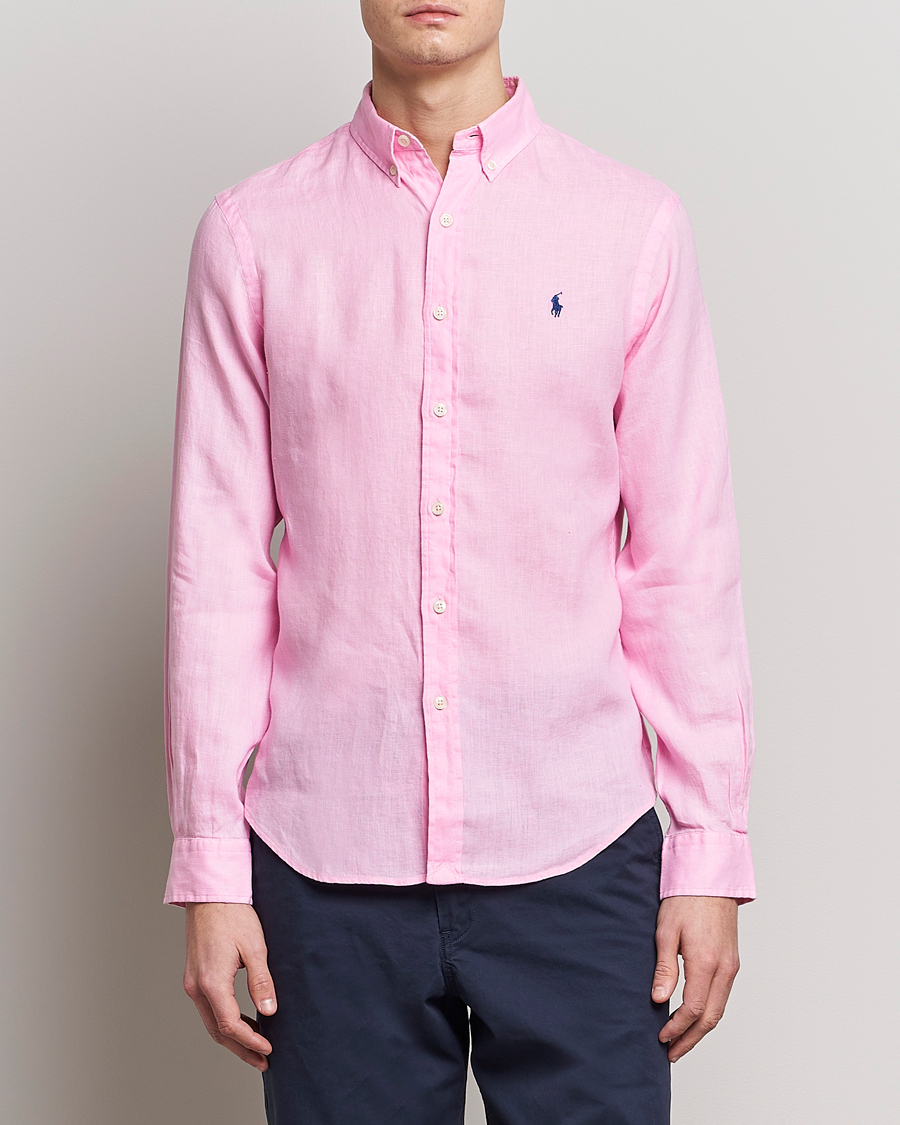 Herre | Skjorter | Polo Ralph Lauren | Slim Fit Linen Button Down Shirt Carmel Pink