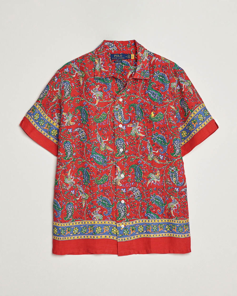 Herre | Skjorter | Polo Ralph Lauren | Linen Printed Camp Collar Shirt Red Multi