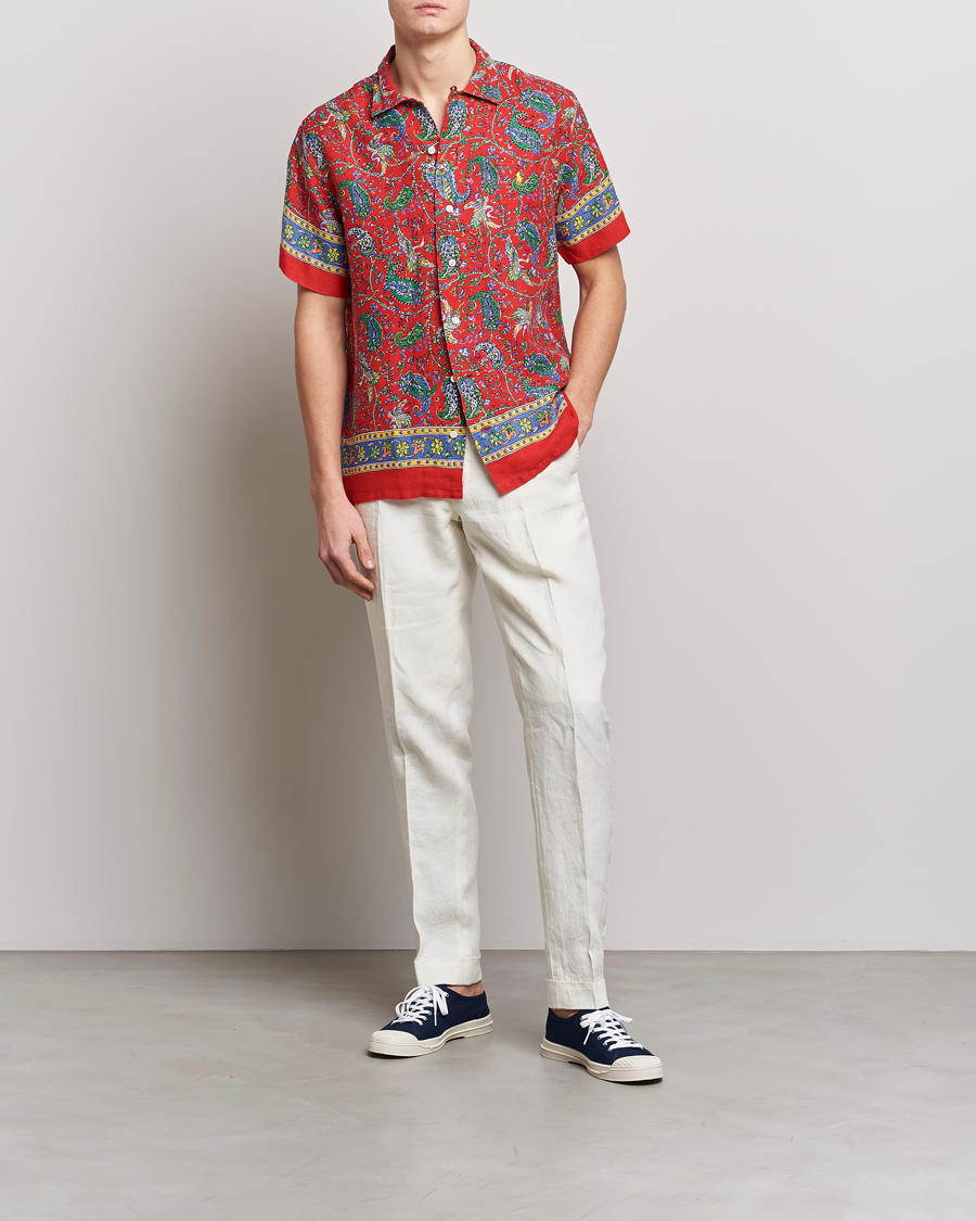 Herre | Skjorter | Polo Ralph Lauren | Linen Printed Camp Collar Shirt Red Multi