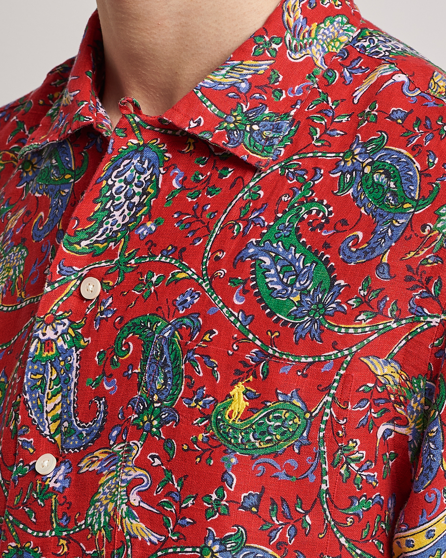 Herre | Skjorter | Polo Ralph Lauren | Linen Printed Camp Collar Shirt Red Multi
