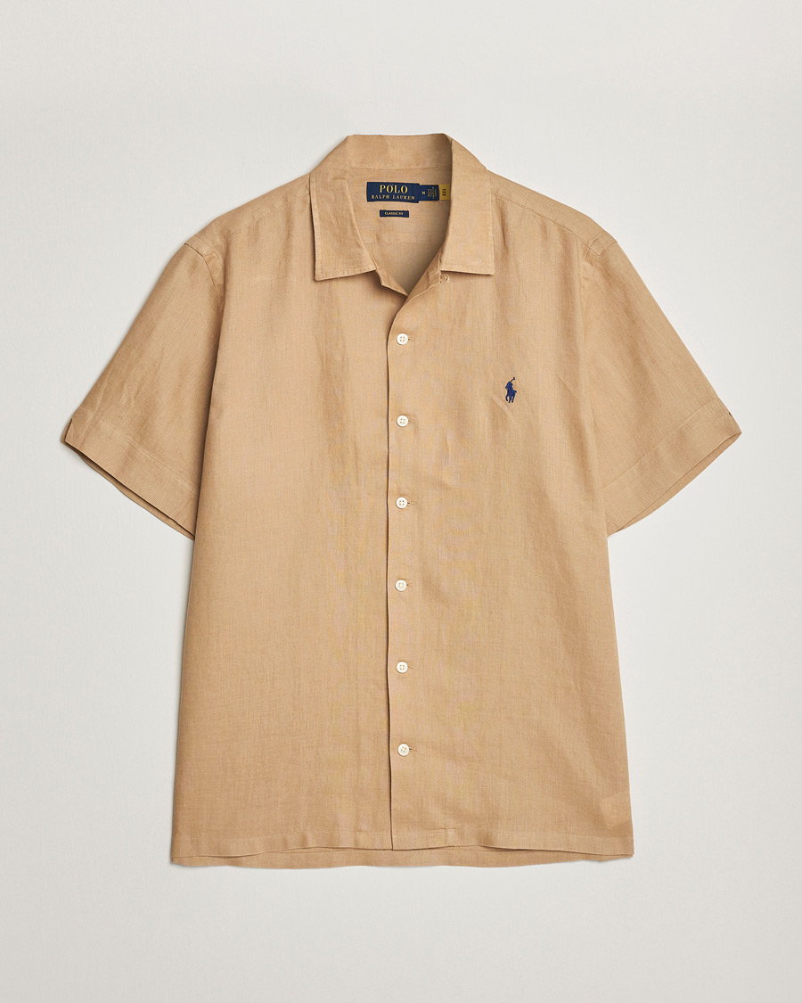 Herre | Skjorter | Polo Ralph Lauren | Linen Camp Collar Short Sleeve Shirt Vintage Khaki