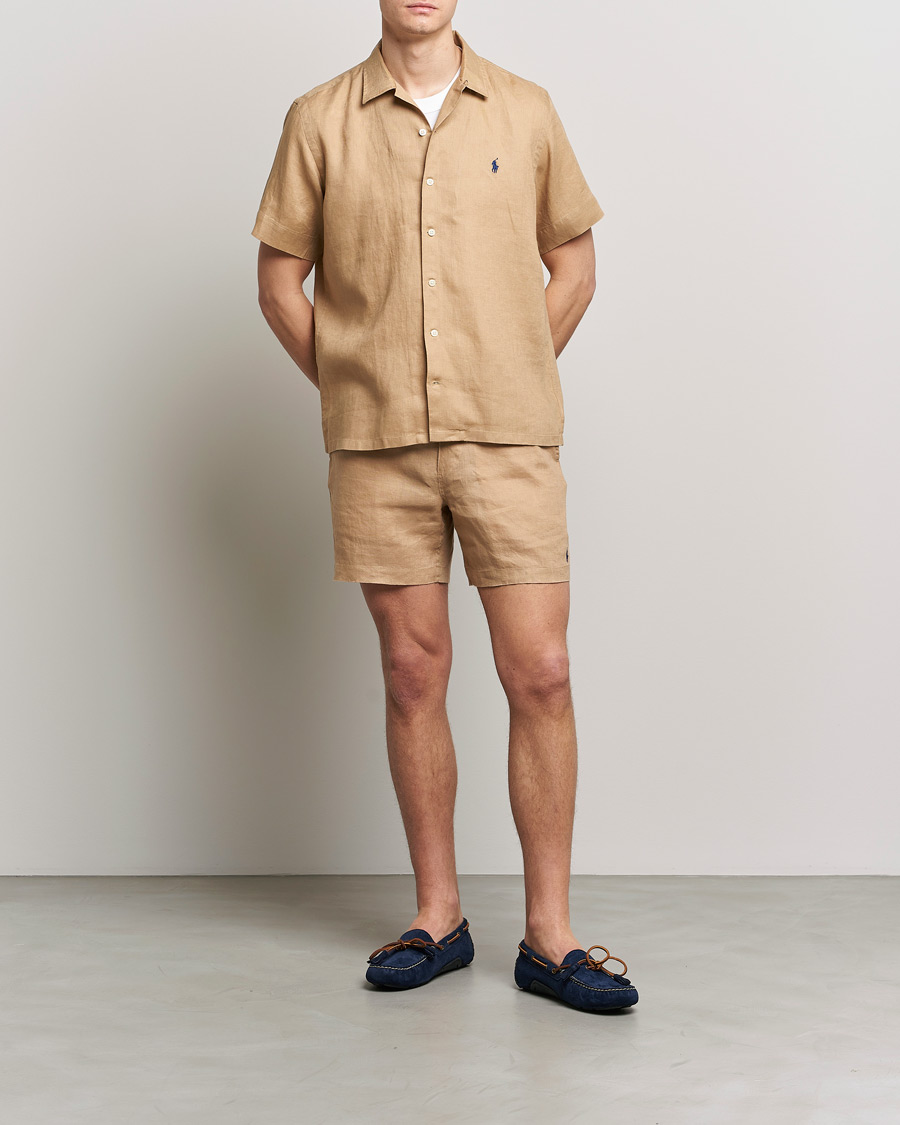 Herre | Skjorter | Polo Ralph Lauren | Linen Camp Collar Short Sleeve Shirt Vintage Khaki