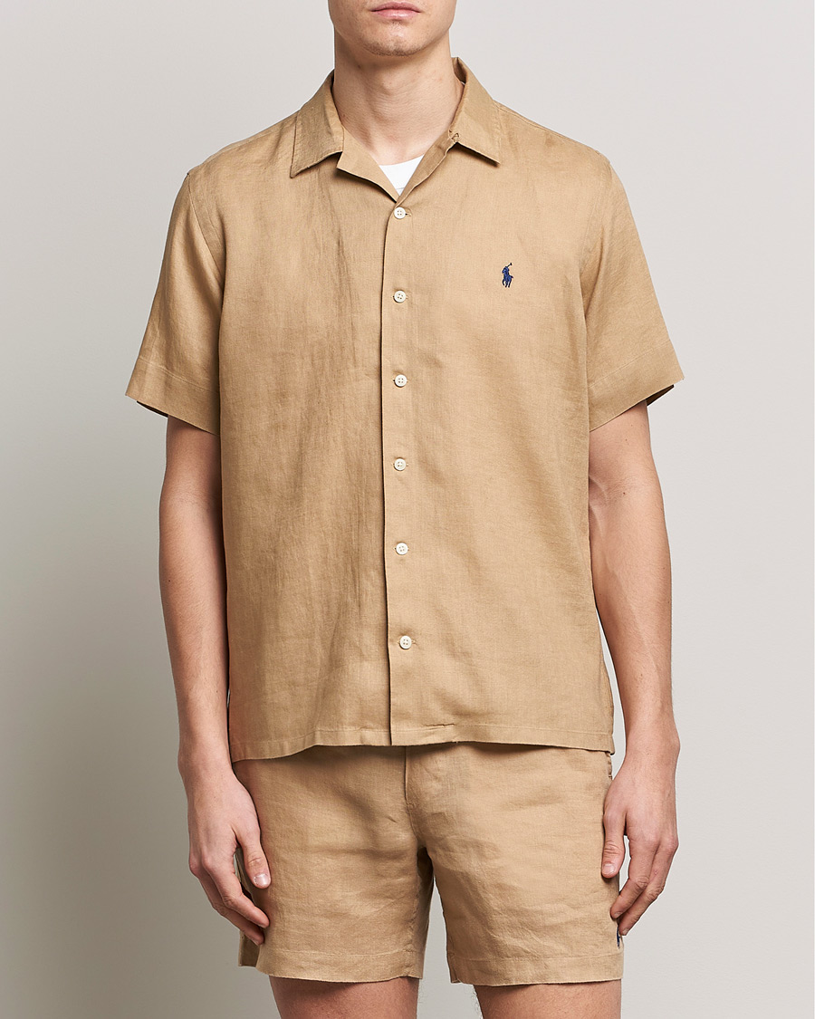 Herre | Skjorter | Polo Ralph Lauren | Linen Camp Collar Short Sleeve Shirt Vintage Khaki