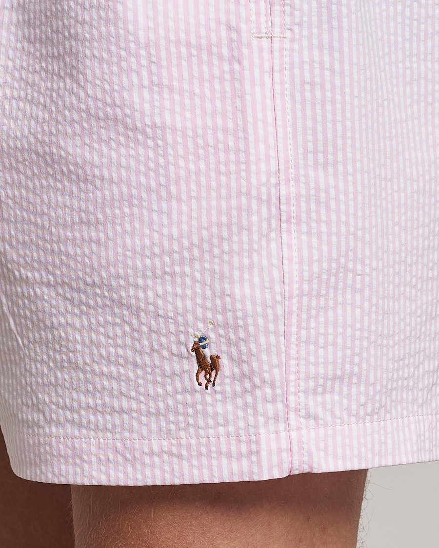 Herre | Badebukser | Polo Ralph Lauren | Recyceled Traveler Boxer Seersucker Swimshorts Pink/White
