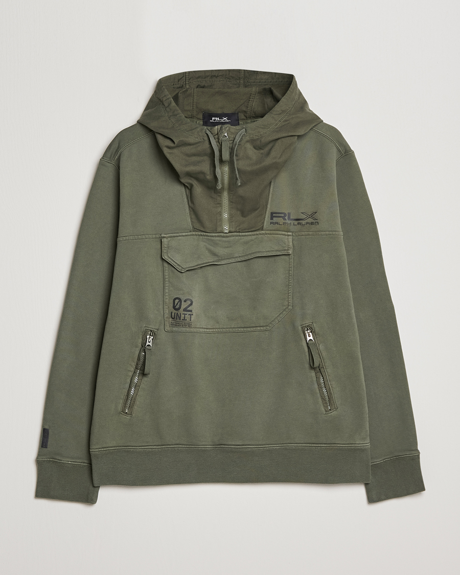 Herre | Trøjer | RLX Ralph Lauren | Terry Back Fleece Half Zip Hoodie Fossil Green
