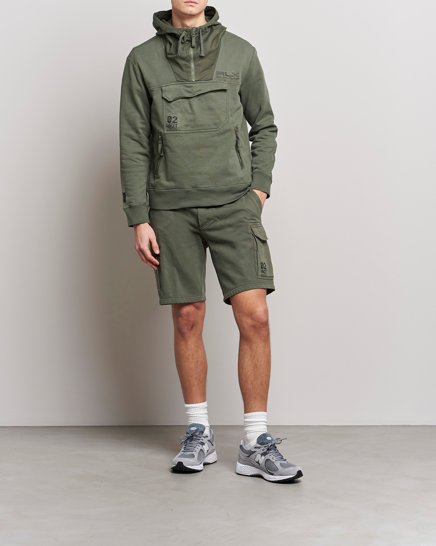 Herre | Trøjer | RLX Ralph Lauren | Terry Back Fleece Half Zip Hoodie Fossil Green