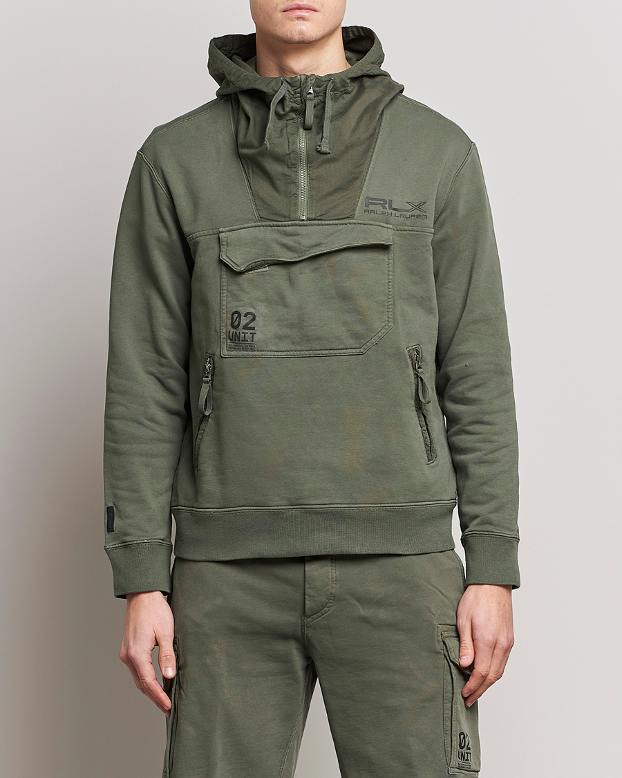 Herre | Trøjer | RLX Ralph Lauren | Terry Back Fleece Half Zip Hoodie Fossil Green