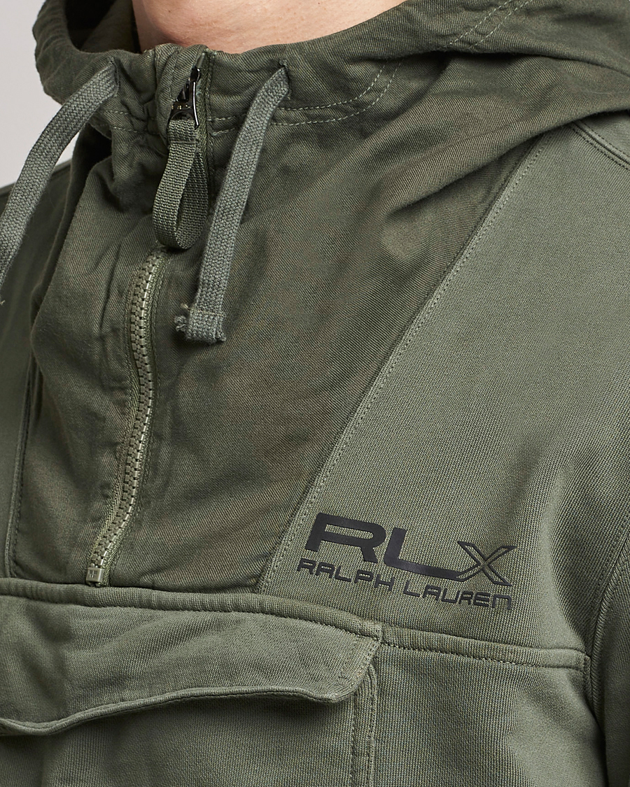 Herre | Trøjer | RLX Ralph Lauren | Terry Back Fleece Half Zip Hoodie Fossil Green