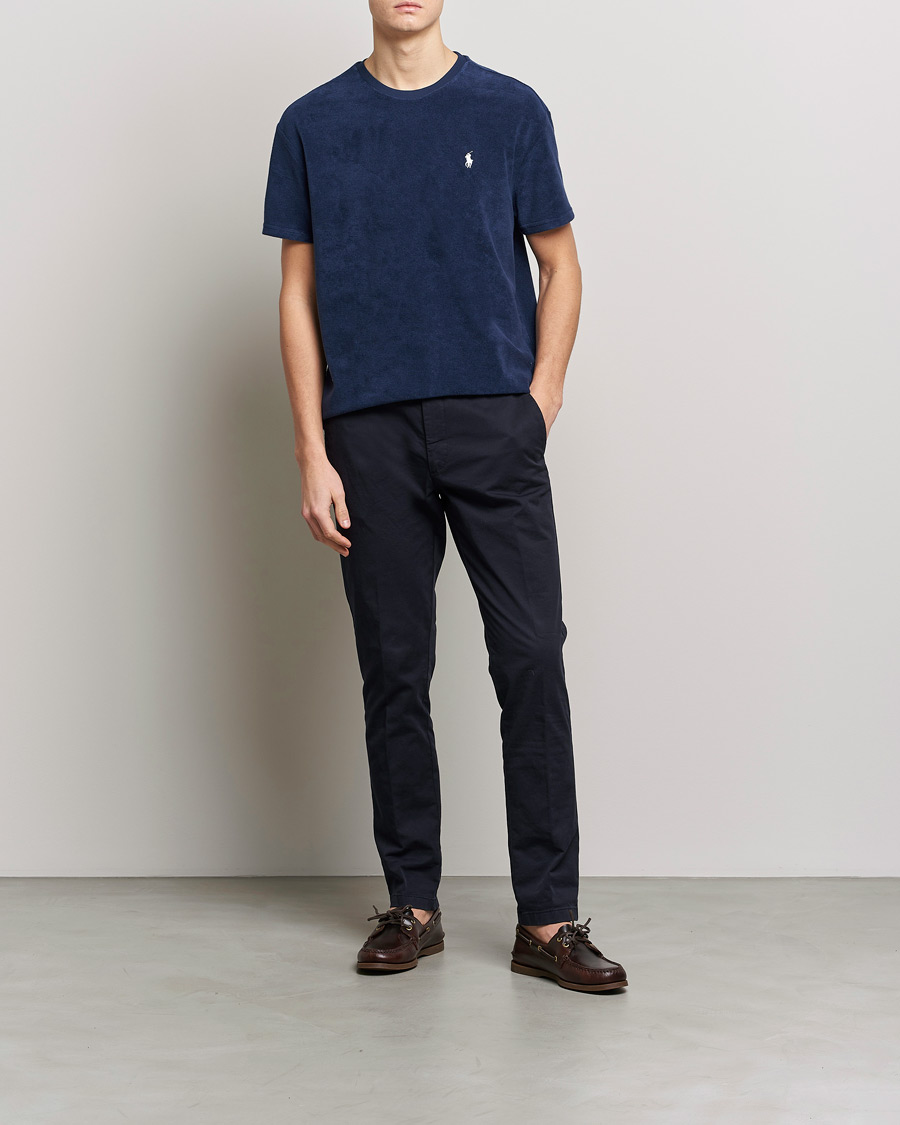 Herre | T-Shirts | Polo Ralph Lauren | Cotton Terry Crew Neck T-shirt Newport Navy